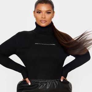 pretty little thing plus black ribbed sweater